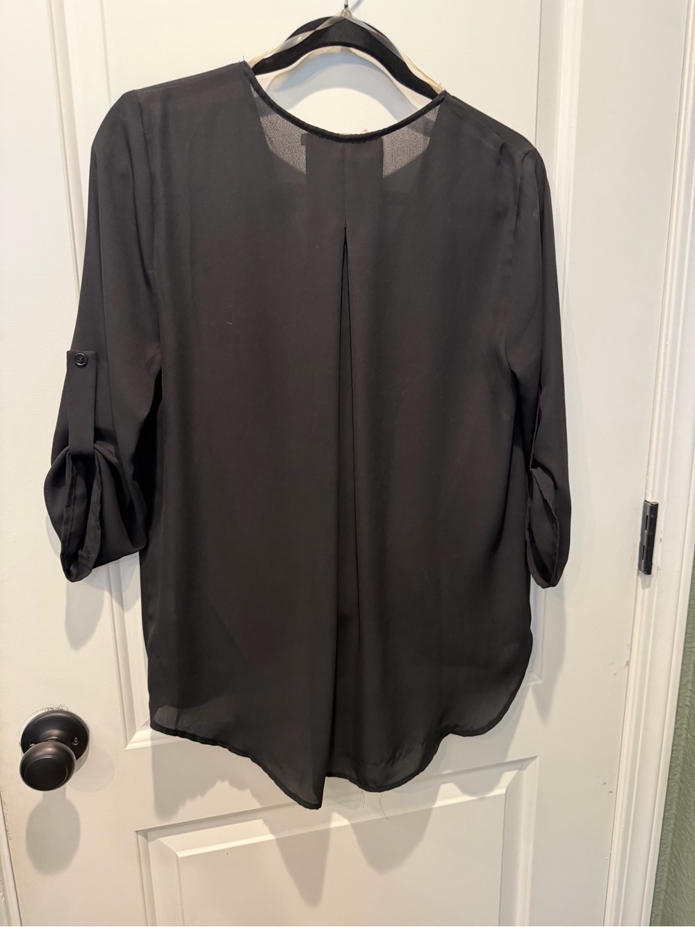 Lush Black Draped Surplice Blouse - - Picture 4 of 4